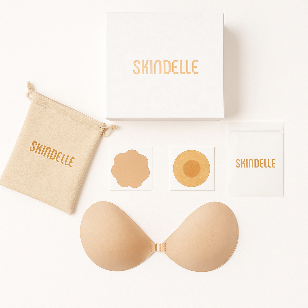 The Skindelle Kit with Adhesive Silicone Bra, Reusable Silicone Nipple Covers