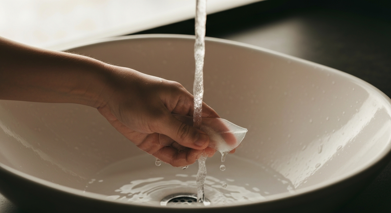 A single clean silicone form resting on warm stone surface, morning light, minimal composition, no packaging